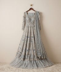 Ice Blue Frill Maxi