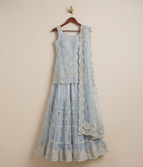 Ice Blue Net Gharara