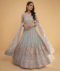 Ice Blue Resham Work Maxi