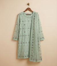Ice green Raw Silk 2 Piece Shirt and Dupatta