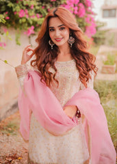 Ivory Sequin Work Gharara