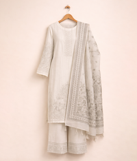 Ivory Blossom 3 piece cotton suit