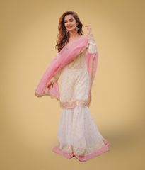 Ivory Sequin Work Gharara