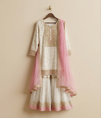 Ivory Sequin Work Gharara