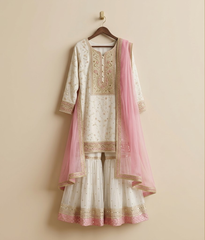 Ivory Sequin Work Gharara