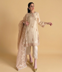 Ivory Zardozi Silk Tunic
