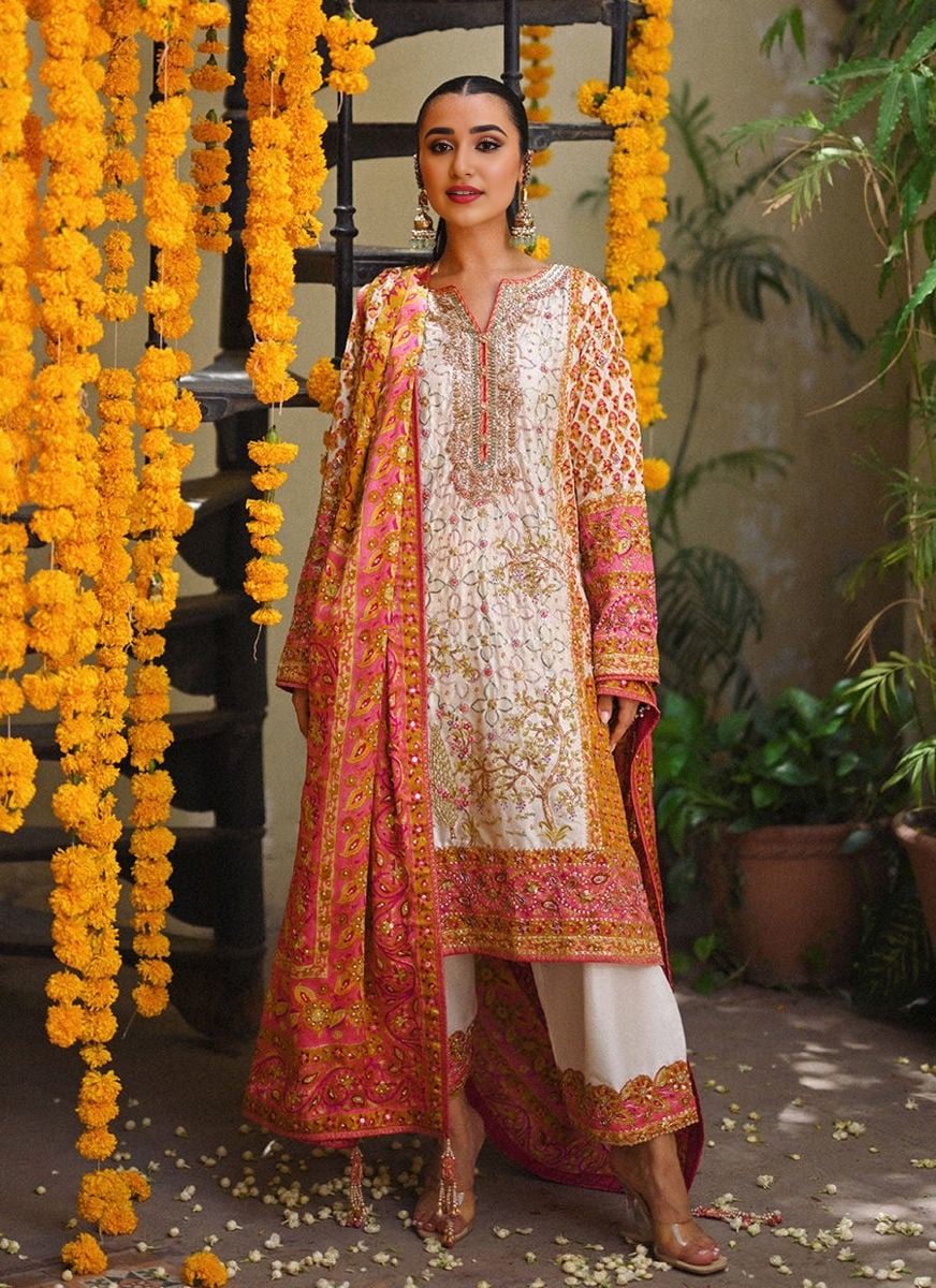 Ivory and Pink Tilla & Gota Patti Shalwar