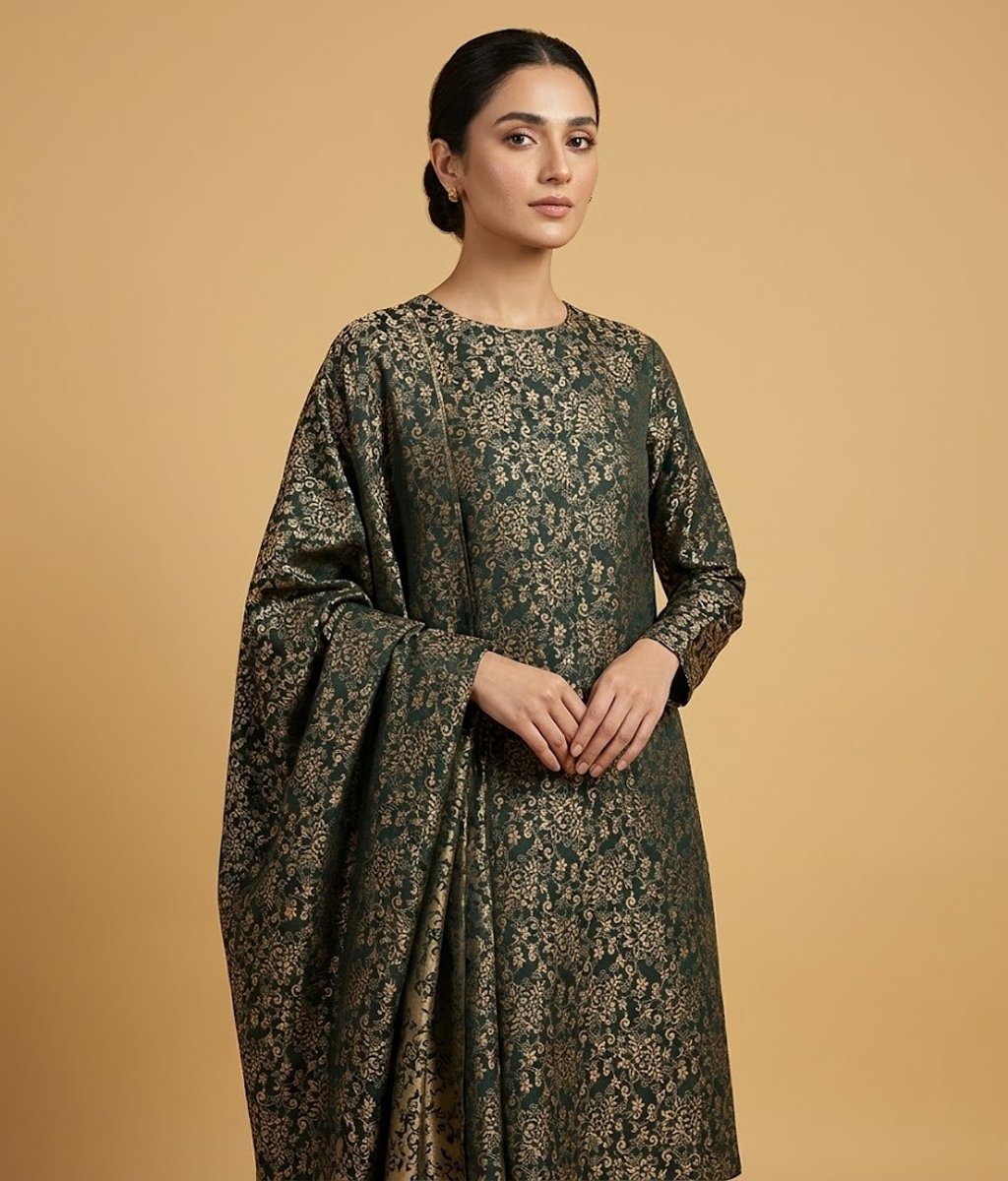 Jet Black Palachi 2 Piece Shirt and Dupatta