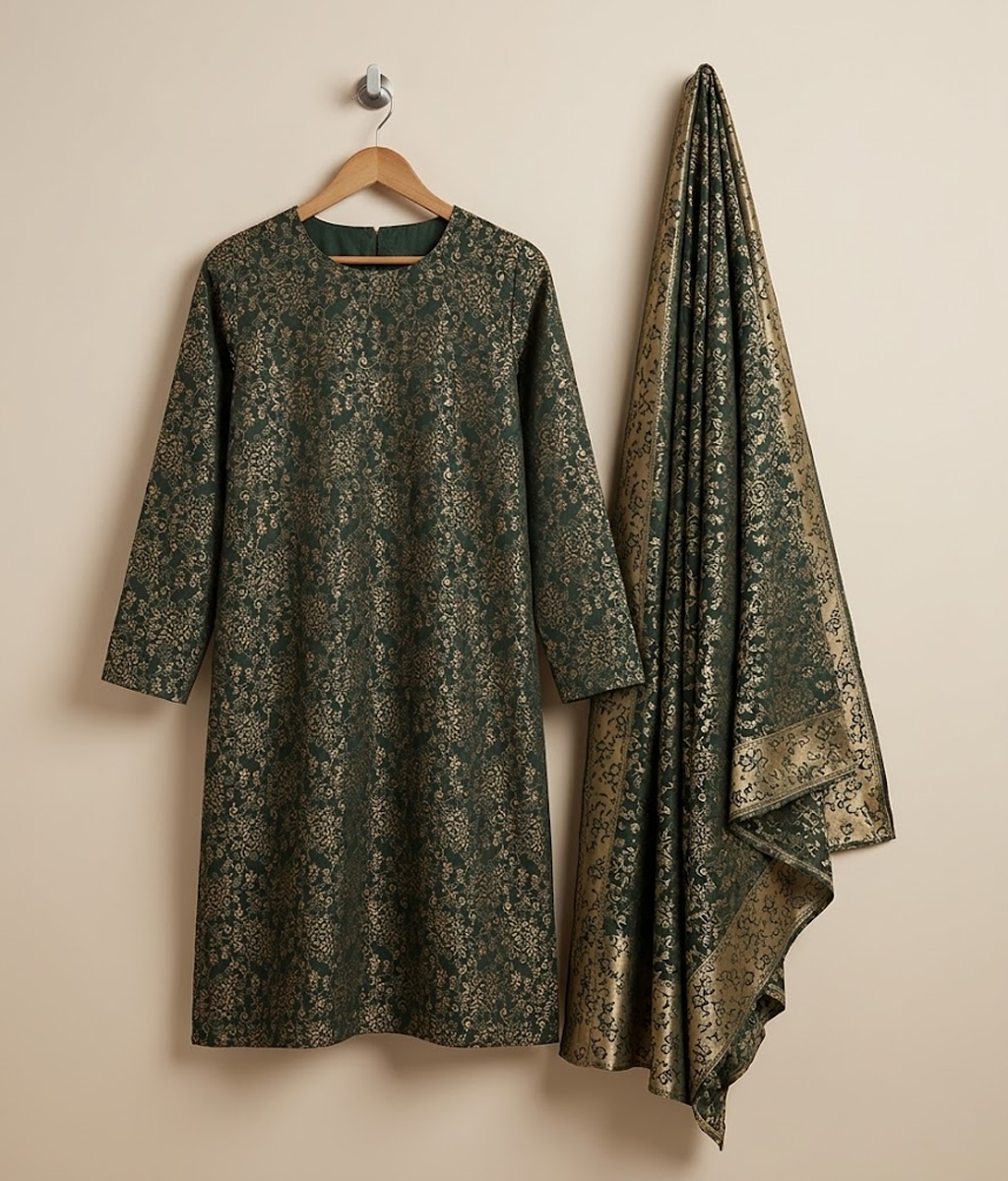 Jet Black Palachi 2 Piece Shirt and Dupatta