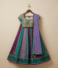 Jewel-Toned Hand-Embellished Panel Lehnga