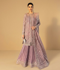 Lavender Net Embroidered Gharara