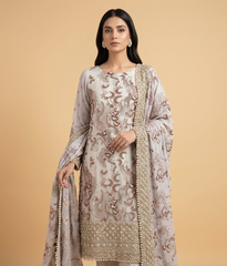 Light Golden Cut Dana Net 2 Piece Shirt and Dupatta