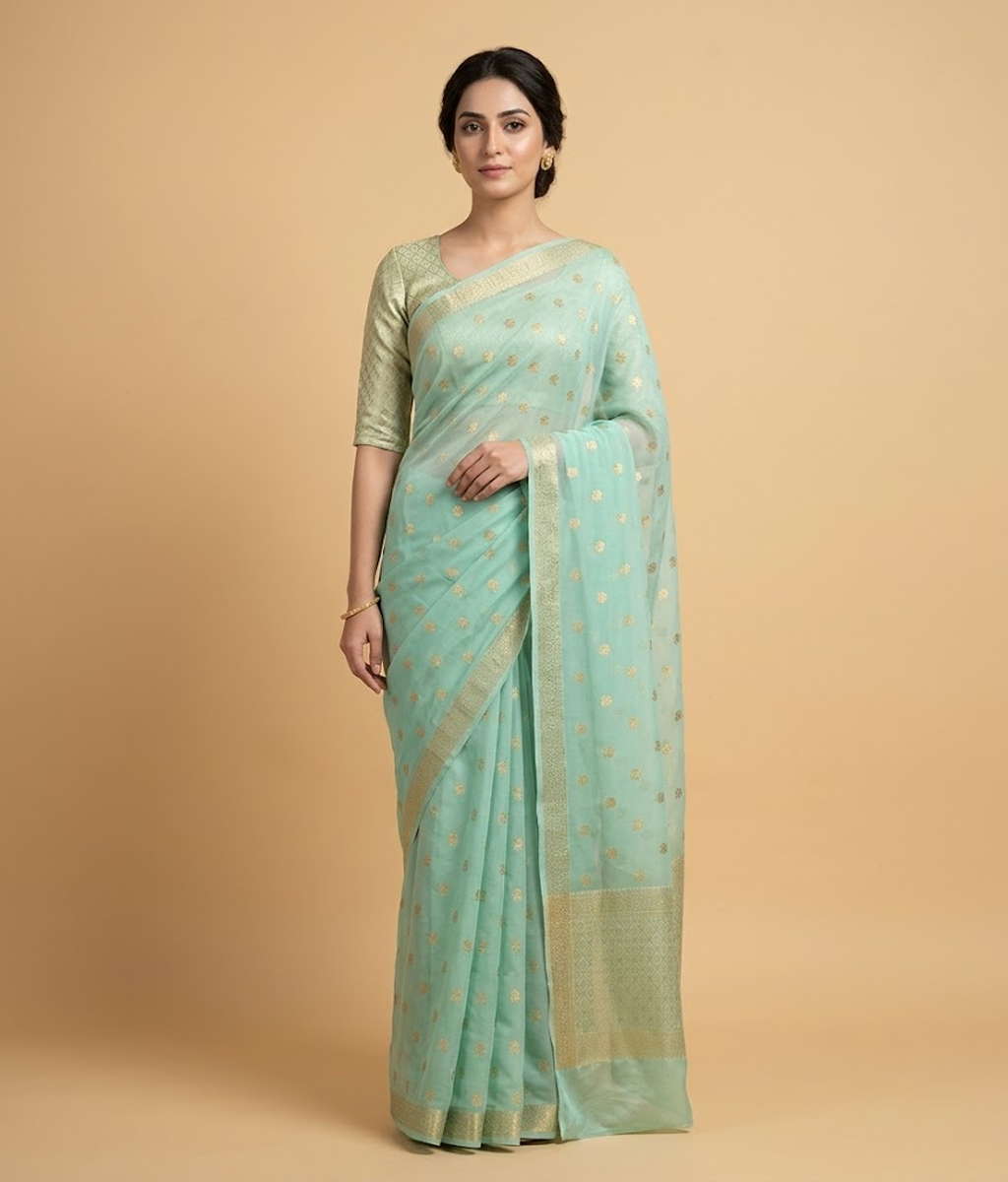 Light blue Banarsi saree