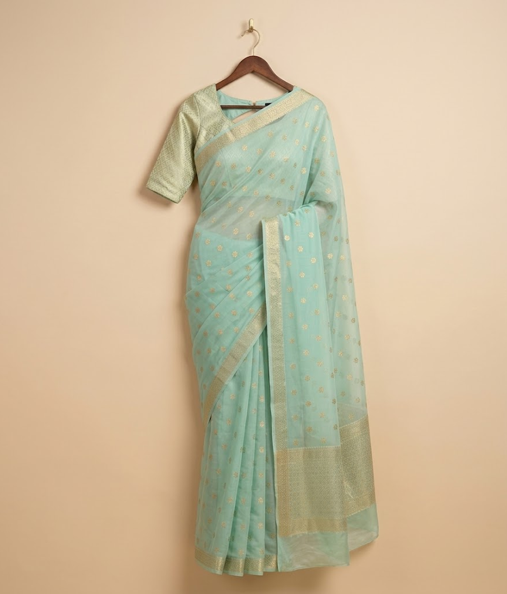 Light blue Banarsi saree