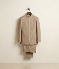 Light brown embroidered open prince coat