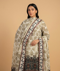Light grey Leaf Patterned Palachi 2 Piece Shirt and Dupatta