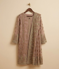 Light peach Raw Silk 2 Piece Shirt and Dupatta