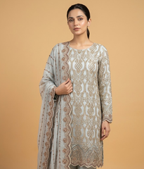 Light pink Cut Dana Net 2 Piece Shirt and Dupatta