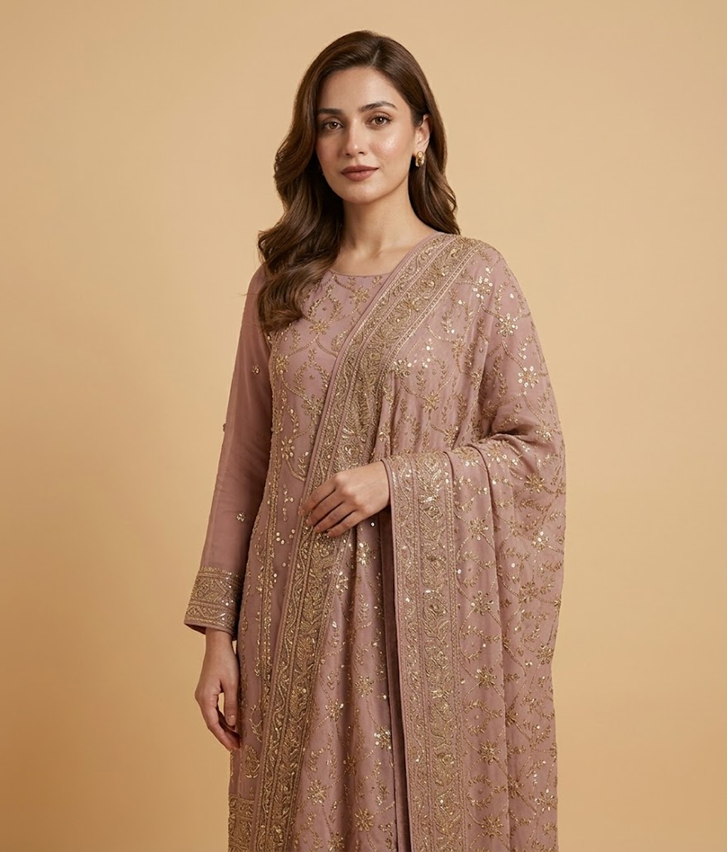 Light pink Raw Silk 2 Piece Shirt and Dupatta