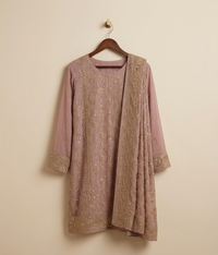 Light pink Raw Silk 2 Piece Shirt and Dupatta