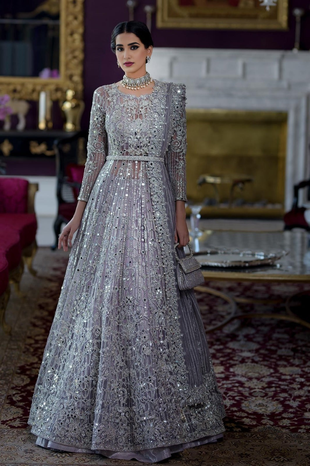 Lilac Mirror Work Maxi