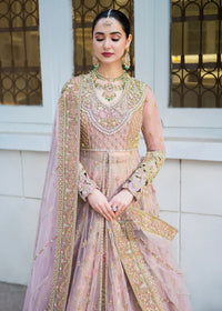 Lilac Mist Resham & Mirror-Work Flared Maxi