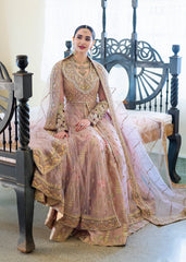 Lilac Mist Resham & Mirror-Work Flared Maxi