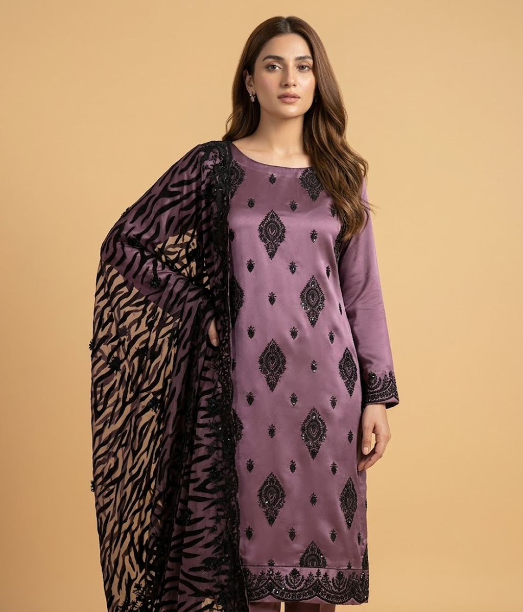 Lilac Silk 2 Piece Shirt and Dupatta