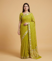 Lime Banarsi saree