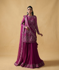 Magenta Zari Work Gharara
