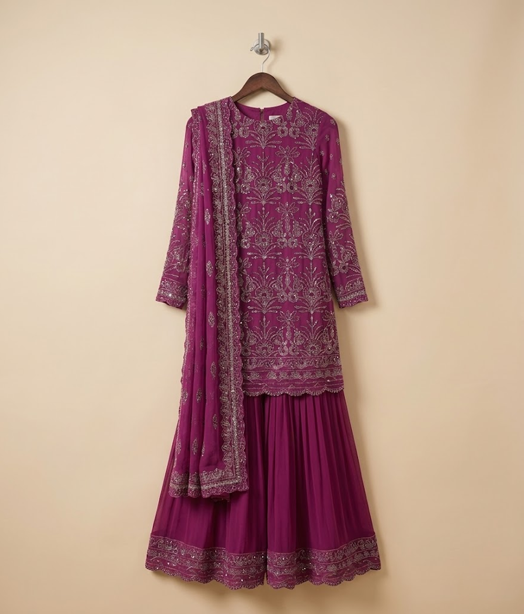 Magenta Zari Work Gharara