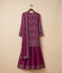 Magenta Zari Work Gharara