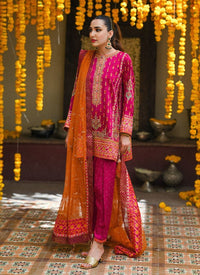 Magenta and Rust Orange Zari Worked Straight Trouser