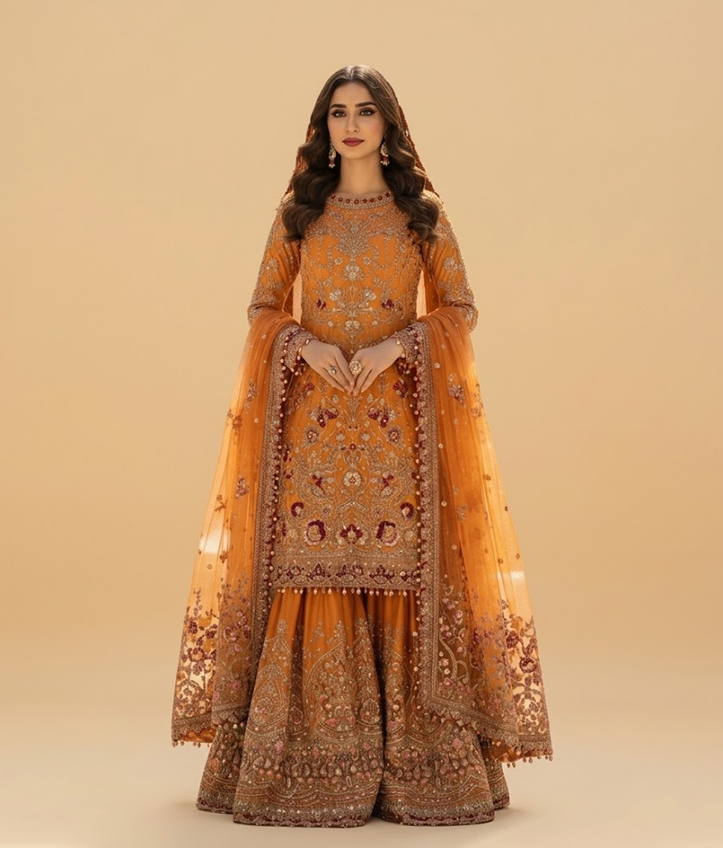 Marigold Heavily Worked Gharara