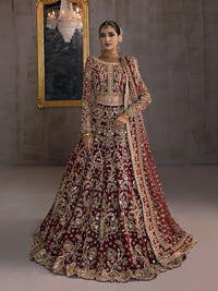Maroon Dabka & Sequin Hand-Embellished Lehnga Choli