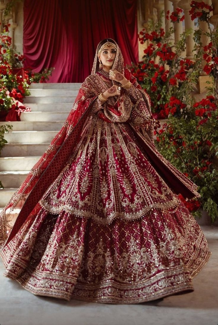 Maroon Gota-Patti Layered Maxi