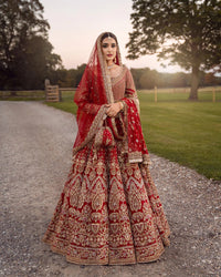 Maroon Kalidar Bridal Lehenga