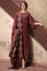 Maroon Scalloped Cutwork Pishwas