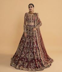 Maroon Dabka & Sequin Hand-Embellished Lehnga Choli