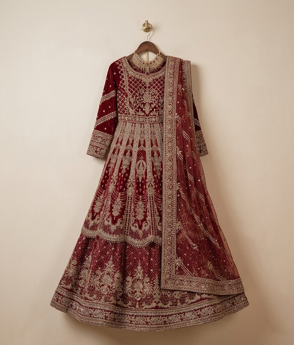 Maroon Gota-Patti Layered Maxi