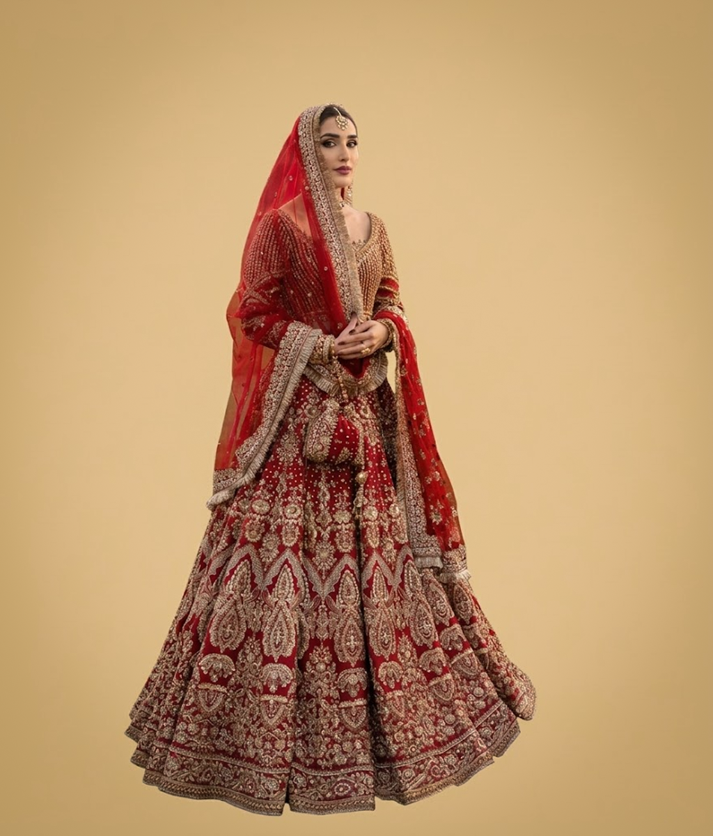 Maroon Kalidar Bridal Lehenga