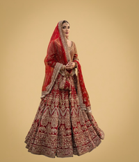 Maroon Kalidar Bridal Lehenga