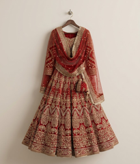 Maroon Kalidar Bridal Lehenga
