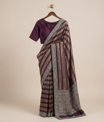 Maroon Tissue Silk Saree with Border