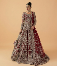 Maroon Vasli Front-Open Pishwas