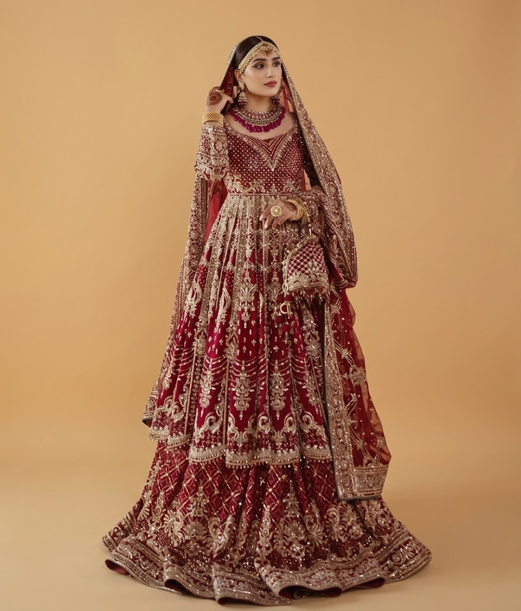 Maroon Velvet Kalidar Maxi