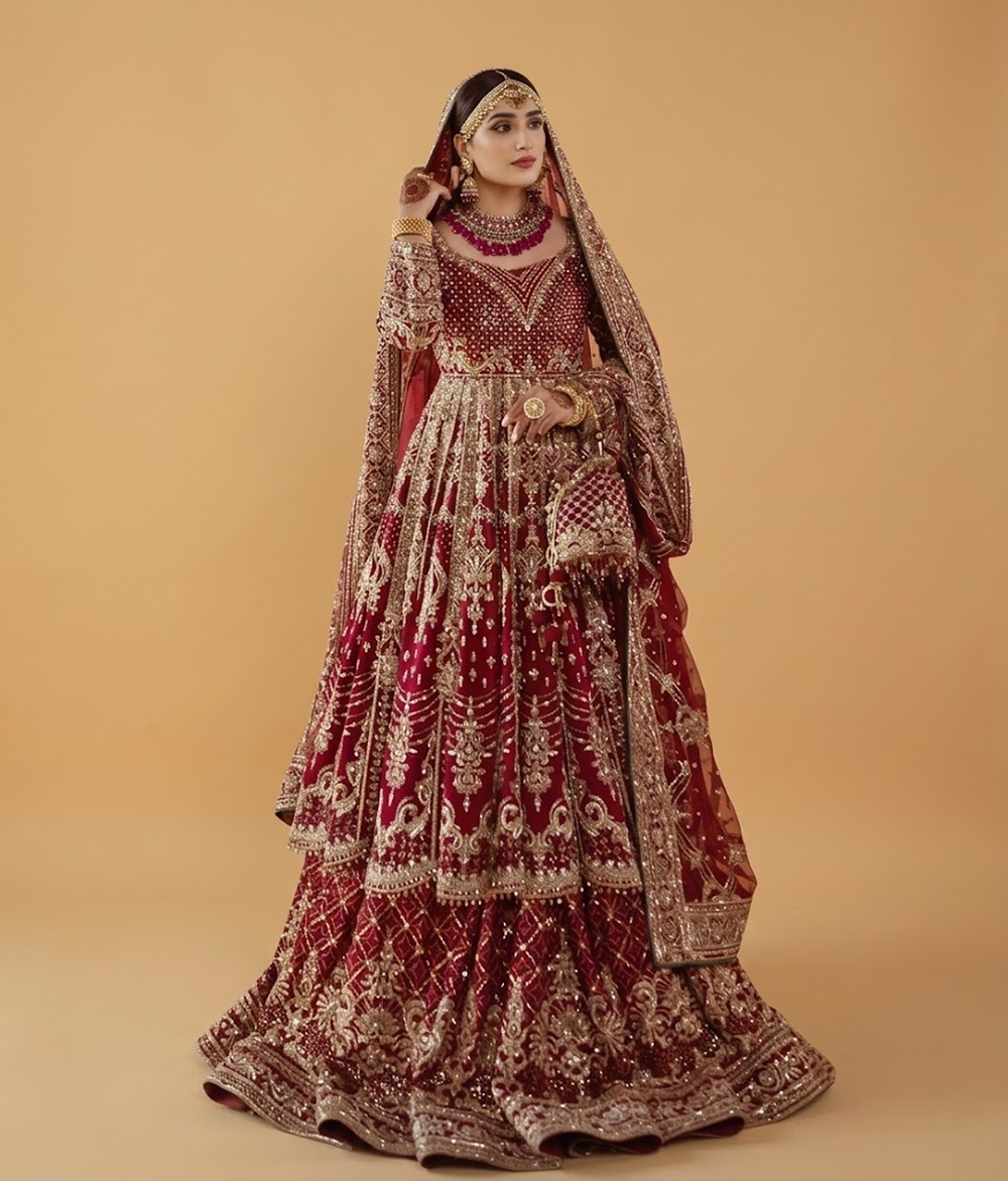 Maroon Velvet Kalidar Maxi