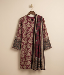 Maroon floral Palachi 2 Piece Shirt and Dupatta