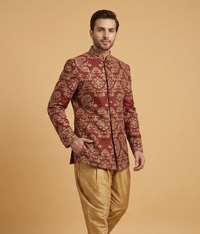 Maroon jamawar crest Dulha House