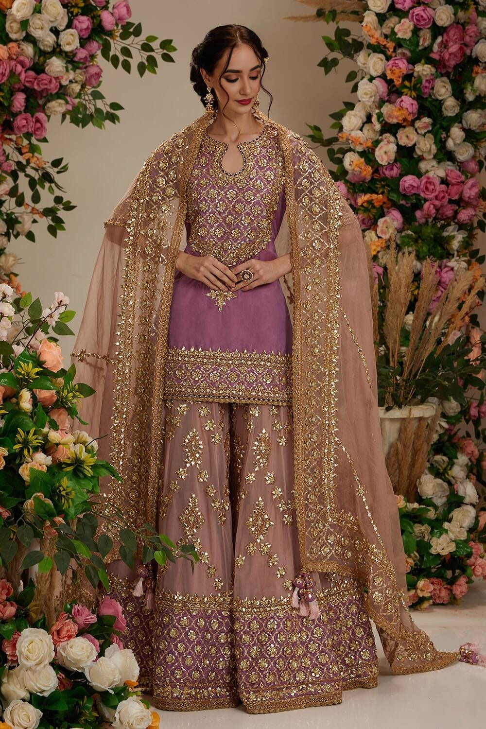 Mauve Gota Patti Gharara